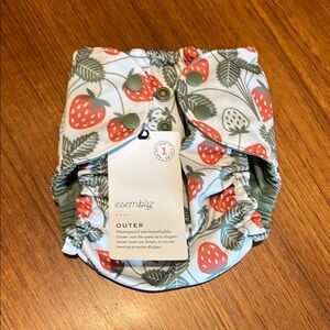 White and Green Diaper Cover with Elastic Edges